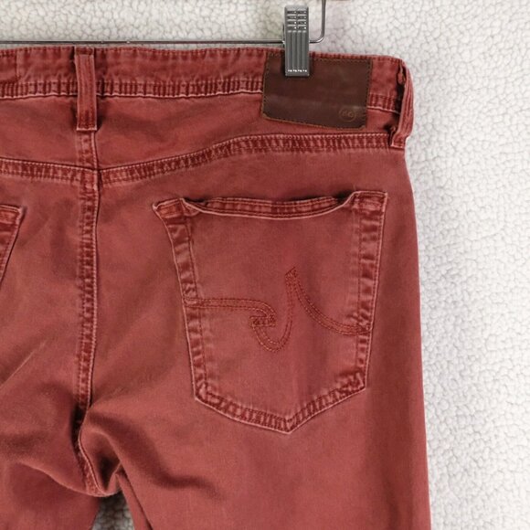 Ag Adriano Goldschmied Jeans Mens 34X34 Red The Matchbox Slim Straight Stretch - Picture 5 of 12